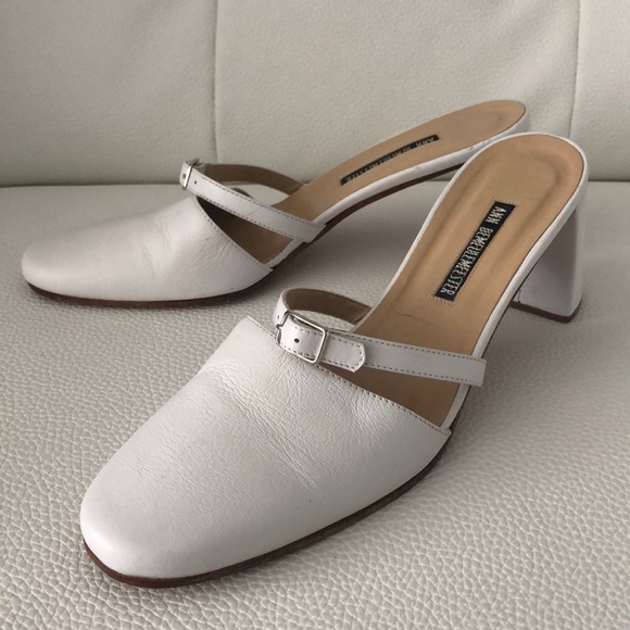 Ann Demeulemeester Shoes - Ann Demeulemeester White Leather Mules